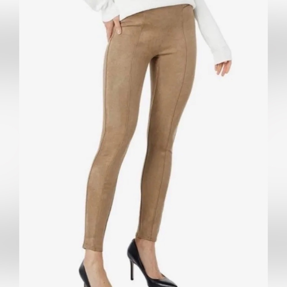 SPANX High Waist Faux Suede Leggings in Tan